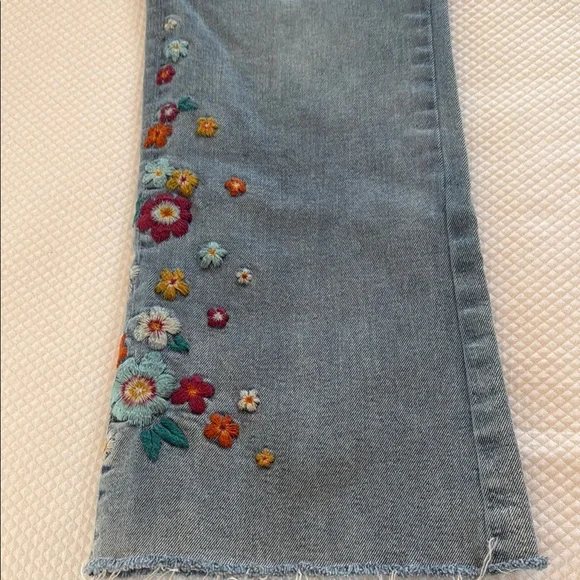 DRIFTWOOD Blue Flare & Wide Leg Jeans with Bohemian Embroidery - Picture 4 of 7